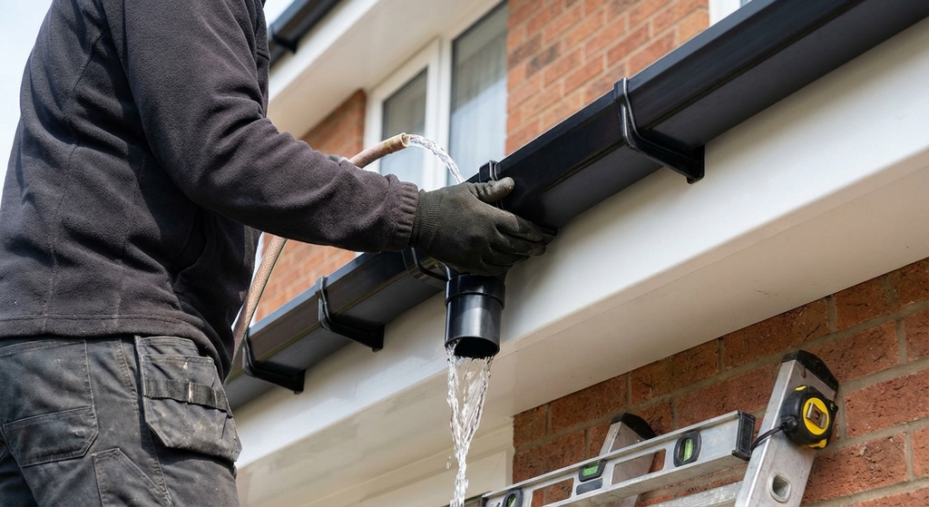Professional installer fitting new uPVC guttering